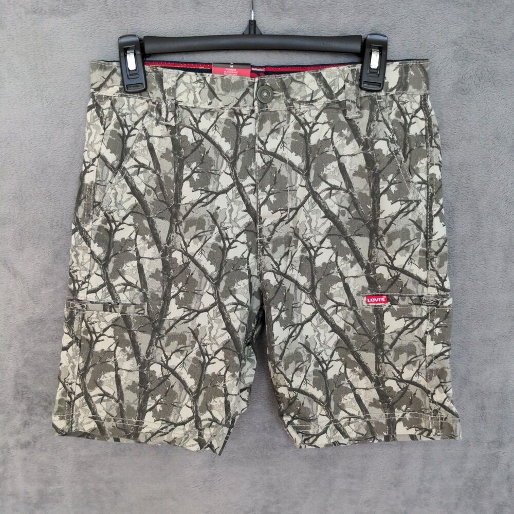 NWT Levi's Strauss Boys Cargo Shorts Sz 16 Tree Camo Adjustable Waist Stretch